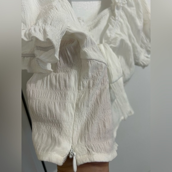 SHEIN Cream Ruffled Crop Blouse with Front Tie. Brand New - Picture 3 of 4